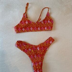 Volcom Pink and Orange Floral Bikini